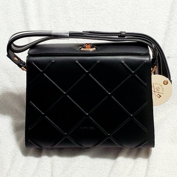 Matmazel "THENA" Shoulder Bag- Pink & Black- 24" Shoulder Strap- 4 Compartments - Picture 5 of 15